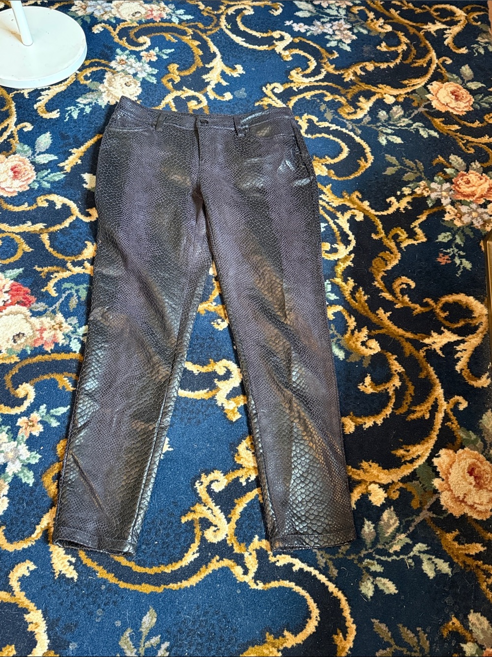 Eric Faux Snakeskin Skinny Pants in Black- worn about 3 times